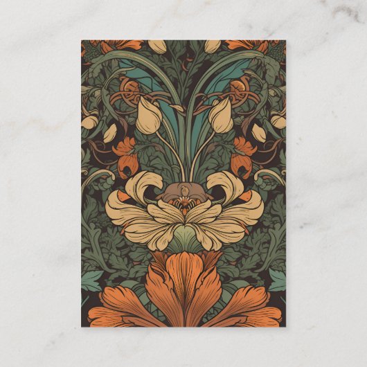 QR code Elegante Bloemen Art Nouveau Bruiloft Informatiekaartje (Achterkant)