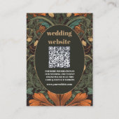 QR code Elegante Bloemen Art Nouveau Bruiloft Informatiekaartje (Voorkant)