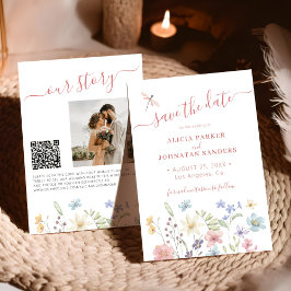 QR code elegante bloemen wilde bloemen foto bruilo Save The Date