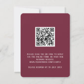 QR Code elegante bloemenbordeaux RSVP Kaartje (Achterkant)
