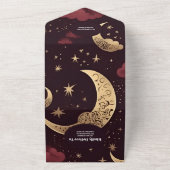 QR Code Elegante Burgundy Goud Hemelbruiloft All In One Uitnodiging (Buitenkant)