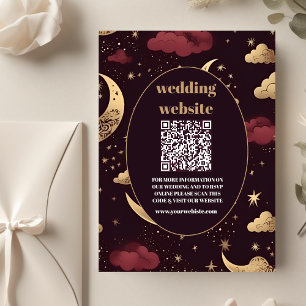 qr code Elegante Burgundy Gouden Hemelse Huwelijk Informatiekaartje