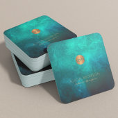 QR-code elegante donkergroene waterverf monogramme Vierkante Visitekaartje