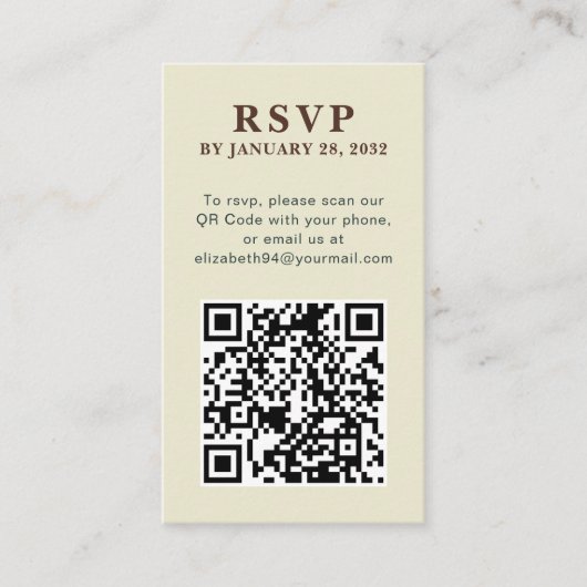 QR Code elegante eenvoudige foto online RSVP Behui Informatiekaartje (Voorkant)