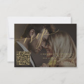 QR code elegante foto bruiloft RSVP Kaartje (Voorkant)