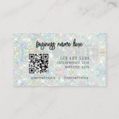 QR-code Elegante Holografische Glitter Schoonheid Visitekaartje (Achterkant)