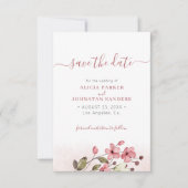QR code elegante lente wilde bloemen roze bruiloft Save The Date (Voorkant)