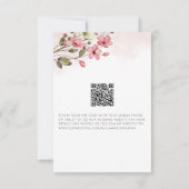 QR code elegante lente wilde bloemen roze bruiloft Save The Date (Achterkant)