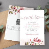 QR code elegante lente wilde bloemen roze bruiloft Save The Date