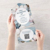 QR Code Elegante Magnolia bruiloft All In One Uitnodiging (Afscheurbaar)