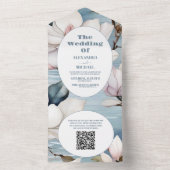 QR Code Elegante Magnolia bruiloft All In One Uitnodiging (Binnen)