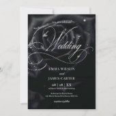 QR Code Elegante Middernacht Roos Calligrafie Brui Kaart (Voorkant)
