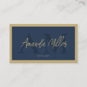 QR Code Elegante Moderne Monogram Initialen Visitekaartje (Voorkant)