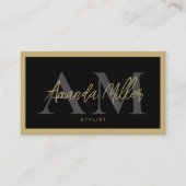 QR Code Elegante Moderne Monogram Initialen Visitekaartje (Voorkant)