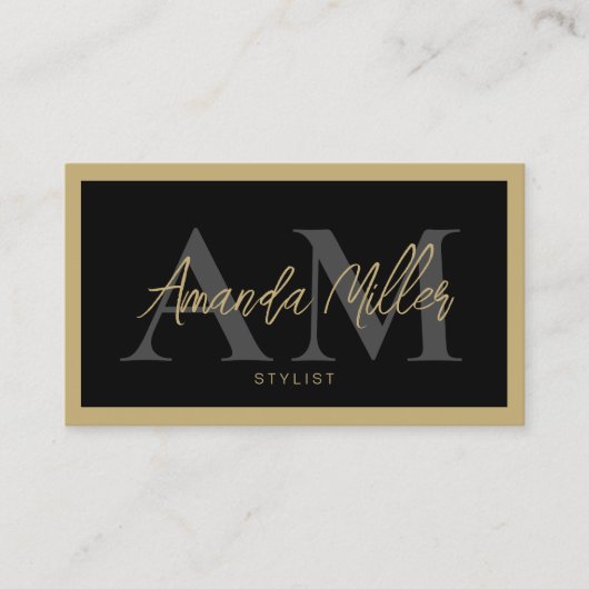 QR Code Elegante Moderne Monogram Initialen Visitekaartje (Voorkant)