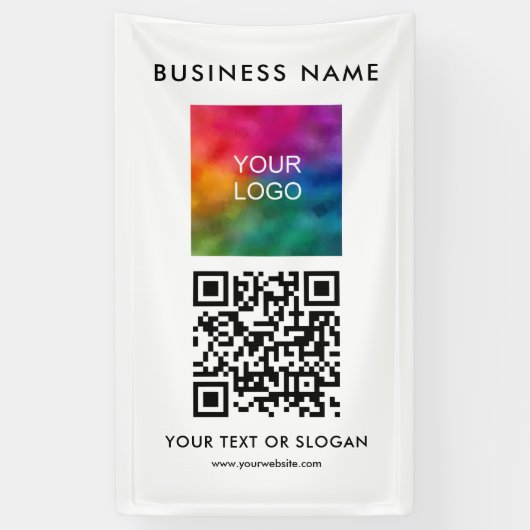 QR-code Elegante moderne zakelijke Logo hier verti Spandoek (Verticaal)
