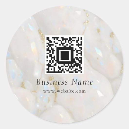 QR-code Elegante Opal Stone Uniek Ronde Sticker (Voorkant)
