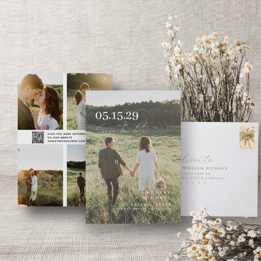 QR Code Elegante Overlay Moderne Typografie 5 Foto Save The Date