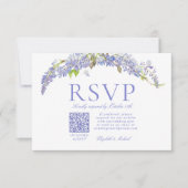 QR Code Elegante Paarse Wisteria Script Formeel RS RSVP Kaartje (Voorkant)