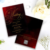 QR Code Elegante Rood Zwart Goud Calligrafie Trouw Kaart