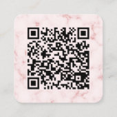QR-code Elegante Roze Marmer Handgeschreven Script Vierkante Visitekaartje (Achterkant)