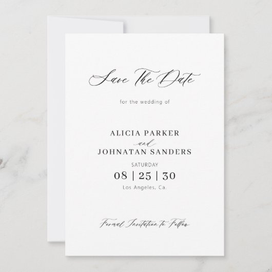 QR code elegante script foto bruiloft Save The Date (Voorkant)