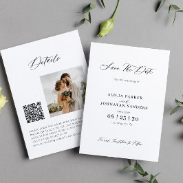QR code elegante script foto bruiloft Save The Date