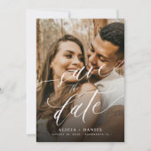 QR-code elegante script foto trouwdatum save the d Date (Voorkant)