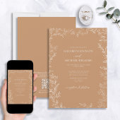QR-code Elegante Terracotta Minimalistische Blad B Kaart