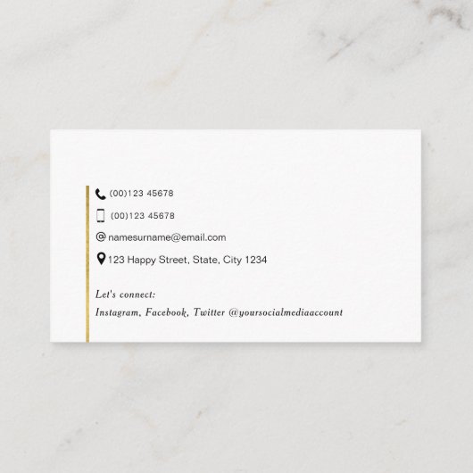 QR-code, elegante trendy modern goud persoonlijk Visitekaartje (Achterkant)