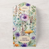 QR Code Elegante Waterverf Wildflower Bruiloft All In One Uitnodiging (Buitenkant)