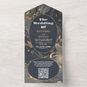 QR Code Elegante Zilver Goud Hemelbruiloft All In One Uitnodiging (Binnen)