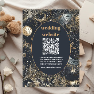 qr code Elegante Zilver Goud Hemelse Bruiloft Informatiekaartje