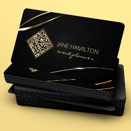 QR Code Elegante Zwart Goud Visitekaartje