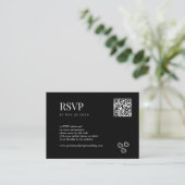 QR-code Elegante zwart-wit minimalistische bruilof Informatiekaartje (Staand voorkant)