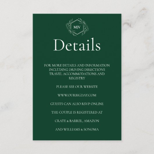 QR Code Emerald Green Enclosure Kaart Details (Voorkant)