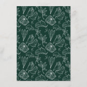 QR Code Emerald Green Floral Wedding Details Informatiekaartje (Achterkant)