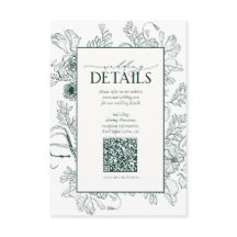 QR Code Emerald Green Floral Wedding Details