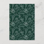 QR Code Emerald Green Floral Wedding Details Informatiekaartje (Achterkant)