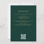 QR Code Emerald Green Gold Minimal Wedding Kaart (Achterkant)