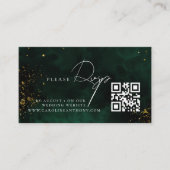 Qr Code Emerald Green Magic Gold Wedding RVSP Informatiekaartje (Voorkant)