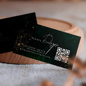 Qr Code Emerald Green Magic Gold Wedding RVSP Informatiekaartje