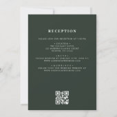 QR Code Emerald Green Minimal Leaf Wedding Kaart (Achterkant)