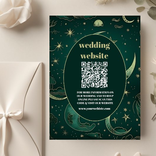 QR-code Emerald Groen Goud Celestiaal Huwelijk Informatiekaartje
