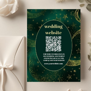 QR-code Emerald Groen Goud Hemels Huwelijk Informatiekaartje