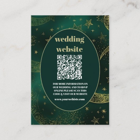 qr code Emerald Groen Goud Hemelse Bruiloft Informatiekaartje (Voorkant)