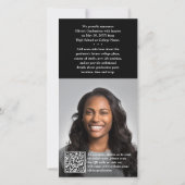 QR-code en 2 foto's Modern White Script-Afstuderen Aankondiging (Achterkant)