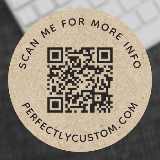 QR-code en aangepast document reustic Kraft-papier Ronde Sticker