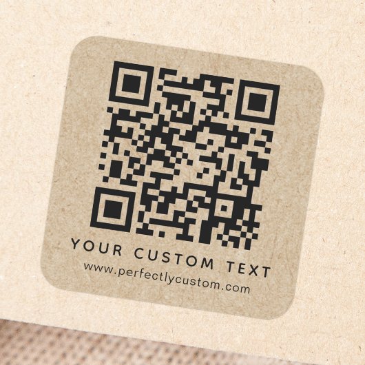 QR-code en aangepast Kraft-document Vierkante Sticker
