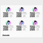 QR-code en aangepast logo scanbare retro flamingo Vierkante Sticker (Vel)